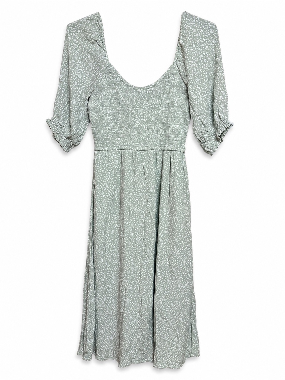🌿 Hollister Sage Green Floral Midi Dress Small Cottagecore Coquette - Picture 3 of 7